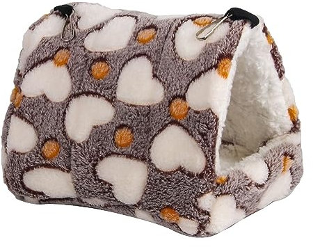 DONGKER Ratten Hängematte, Meerschweinchen Kuschelhöhle Plüsch Kuschelbett Versteckkäfig fur Kleintiere, Meerschweinchen, Chinchilla, Igel, Hamster, Ratte, Nager, Eichhörnchen (14cmx12cm, Braun)