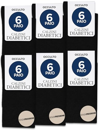 Occulto Diabetesstrumpor Män & Kvinnor 6 pack (modell: Oliver) Svart 39-42