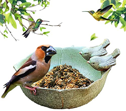 Bird Feeder Yard, Ceramic Bird Feeding Bowl Tray for Garden, Food Plate Succulent Flower Pot, Standing Floor Feeder Bowl for Wild Birds, Bird Balcony Crafts for Outdoor Indoor