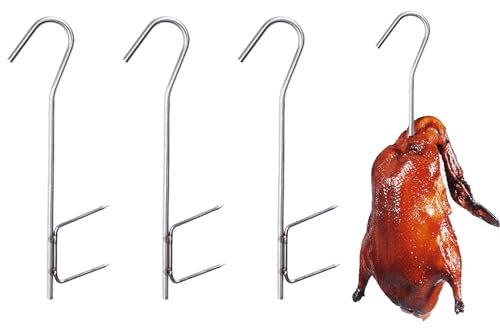 Räucherhaken, Smoking Hooks, Haken zum Fische Räuchern, Fleischerhaken Edelstahl, Geeignet zum Aufhängen von Geräuchertem Fisch, Fleisch und Würstchen, Wiederverwendbar, 3 Stück