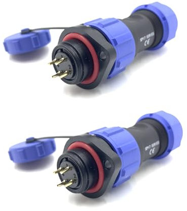 2 connettori SP17 a 4 poli, connettore per aeronautica, IP68, connettore femmina e femmina maschio, 4 pin, 2 fori, flangia, montaggio a piastra, impermeabile, 500 V, 5 A