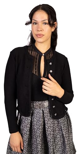 Trachtl - Giacca tradizionale tradizionale, cardigan in 3 colori LiLa, nero, antracite, originale Trachtl Oktoberfest, Nero , 44