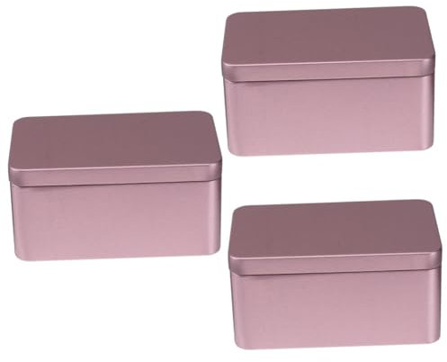 Hoement Scatola Rettangolare Da 3 Pezzi in Mini Contenitore Per Foglie Di Tè Bordi Lisci Rosso 13x8x6 Cm