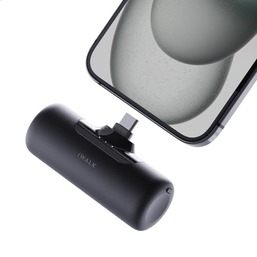 iWALK Mini Batterie Externe 4500mAh Power Bank avec Connecteur USB-C Intégré,Batterie Externe Légère Charge Rapide Compatible with iPhone 16/16 Pro Samsung S24/23,Téléphones Android,iPad Pro/Air