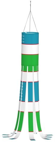 SABFWF Windsack mit Flagge der Republik Usbekistan, saisonaler Windsack, für Herbst, Winter, Thanksgiving, Outdoor und Geister-Thema, Windsack mit Stange