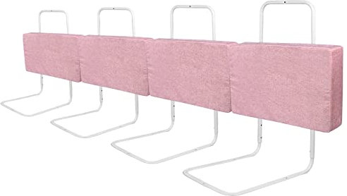 XMTECH 4 Stücke Bettschutzgitter, Bettgitter zum Vertikalen Heben,50cm 5-Loch Höhenverstellbar, Rausfallschutz Kinderbettgitter für Familienbett und Kinderbett(200cm, Rosa)
