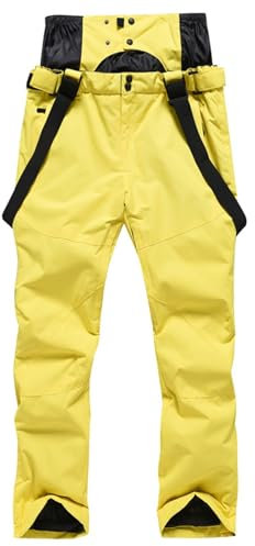 SAUTRV Damen-Skihose, winddicht, warm, atmungsaktiv, für Paare, Übergröße, warme Hose, gelb, S