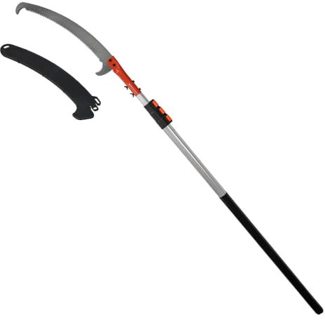 Scie sur perche d'élagage télescopique 2 à 5 mètres - Scie à Élaguer - Manche Aluminium - Légère - Lame Acier Tranchant