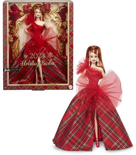 Barbie Signature - Bambola rossa con abito e gonna a quadri, regalo di moda della collezione di stagione in confezione visibile