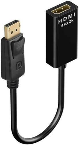 4K Display Port DP to HDMI Female Cable Adapter, Male To Female Converter, 4K DP to HDMI Adapter Dongle Converter, Audio & Video 1080p Streaming Compatible for Monitor/Display/TV - DP Connector