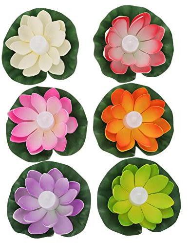 Hemobllo 6St Lotusblatt Lotuslampe flammenlos Solar- Bougie LED kabellos lotus design Strandpartys Dekoration für Tischmitte Teiche geführte Schwimmkerzen Kerzenlicht im Tempel Eva