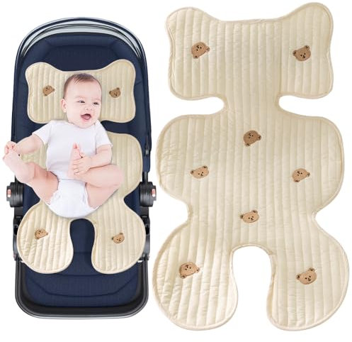 LUFEIS Colchoneta Silla Paseo Universal, Funda Silla Coche Bebe Universal, Reductor Silla Paseo Bebe, Colchoneta Silla Paseo Bebé, Colchoneta Carro Bebe para Silla de Paseo, Asiento de Seguridad (Oso)