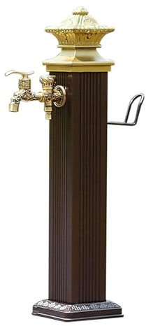 LYUCAYHQ Fontana da Giardino in Stile Antico, Fontanelle da Giardino Verticale con Rubinetto a Doppia Uscita, Pistola a Spruzzo e Porta Tubo(72cm/28in)