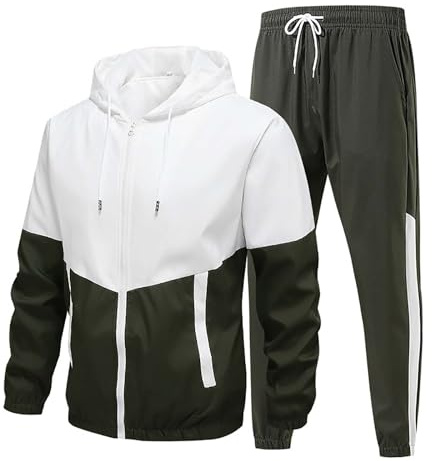 Maskjuwio Ensemble de sport à manches longues pour homme, set de 2 pièces - Jogginganzug à fermeture éclair - Survêtement de sport - Grande taille - Pantalon de course avec élastique à la taille