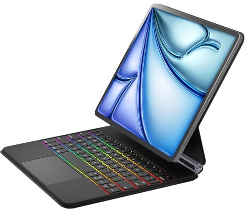 NOKBABO for ipad air 11 inch case with Keyboard(M3/M2) & Magic Keyboard ipad pro 11 (4th/3rd/2nd/1st), Magic-Stand, 7-Color Backlit, Built-in Trackpad, Stand for iPad Air 5th/4th 10.9 - Black