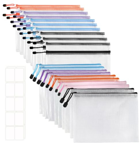 20 Stück Dokumententaschen mit Reißverschluss, Aus PVC-Material, wasserdicht & transparent, umfasst 10 A4-Doppelschicht-Dateien und 10 A4-Einfachschicht-Dateien – ideal für Haushalt, Schule & Büro