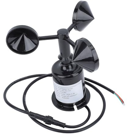 Sorandy 3 Cups Wind Speed Sensor Anemometer, Small Startup Wind Speed Interference Detector with ABS Material for Greenhouse Ships Airports Ports​