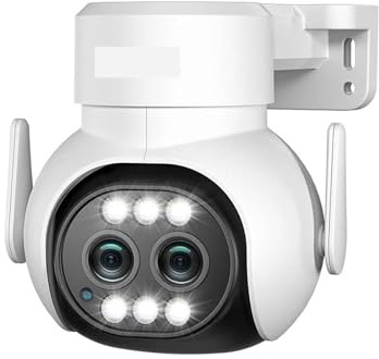 KVBRUI Telecamera IP Sim 5G WiFi 4G con Doppio Obiettivo, Zoom Ottico, Telecamera di Sicurezza PTZ da Esterno a 360°, monitoraggio Automatico, CCTV, Visione Notturna a Colori(1/2.5'')