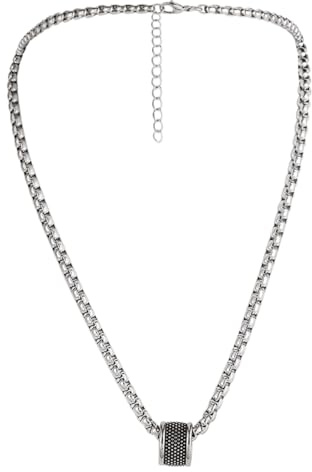 Karma HK1031 Necklace with Pendant Silver Men's Stainless Steel 54 cm Pea Chain Men's Jewellery Stainless Steel Chain Men's Necklace Gift for Him