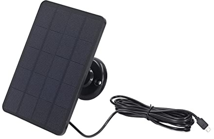 Yechiry Cargador de Panel Solar Eficiente de 4 W para Dispositivos Micro USB, Alta Conversión, para Carga Exterior de Cámaras de Seguridad, Material ABS (BLACK)
