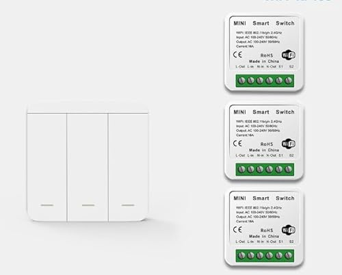 RichVibe Kit de interruptor de luz inalámbrico para TUYA, RF433, interruptor de control remoto con aplicación y control de voz, temporizador ction, fácil instalación, para diseño compacto
