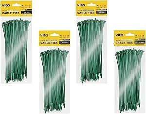 Set 4 confezioni da 100 pezzi cad. - Fascetta Fermacavi Autobloccante Nylon PA6 Verde 3.6x200mm - Protezione UV 18 Kg