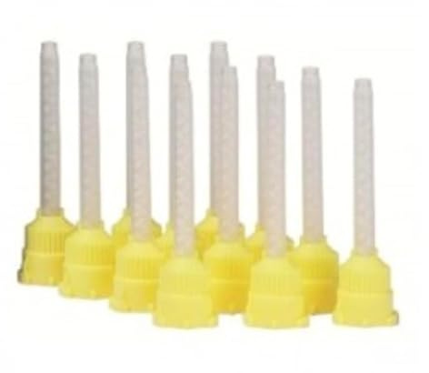 Lot 100 Embouts Mélangeurs Dentaires Jaunes Type 1:1, 100 Pièces, pour Matériaux d'Empreintes Base et Catalyseur, Étanchéité Optimale, Compatible avec Toute Cartouche
