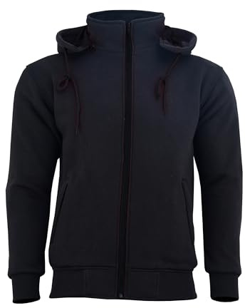 Swift Wear Fleece Motorcycle Hoodie with Removable Armor, Protective Motorbike Jacket for Men, Casual Riding Gear with Reinforced Padding (UK, Alpha, M, Regular, Regular, Black)