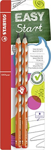 STABILO - Ergonomischer Dreikant-Bleistift für Rechtshänder - EASYgraph in orange - 2er Pack - Härtegrad B