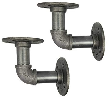 Natural Goods Berlin 2X Regalhalterung Schöneberg | 3/4 Zoll Eisen Rohr Regalhalter, Pipe Regalträger Vintage, Industrial Wandregal L - Form (für 12-18cm Regalbretter, Industrial)