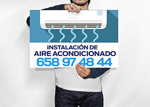 Oedim 5 Carteles de Instalación Aire Acondicionado 50x35cm | Fabricado en Polipropileno | Artículos para Inmobiliarias y Particulares | Señalética Elegante, Moderna | 100% Personalizable |