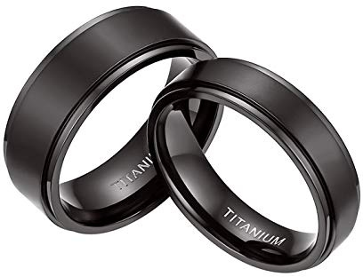 MABOHITY Herren-Ring Matt Schwarz Titan-Ring Titanium 8mm Breit Ehering Verlobungsring Freundschaftsring Partnerring Paar Ringe, Größe 57