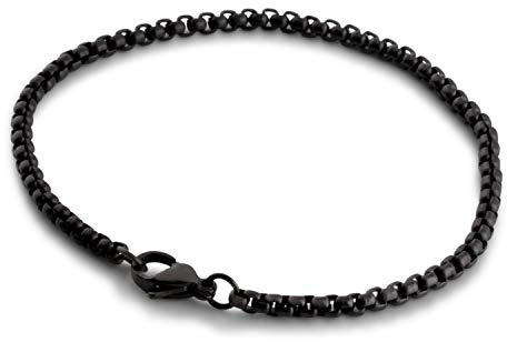 Akitsune Baca Kettenglieder-Armband | 3mm Durchmesser | Box Rolo Herren Damen Kette Edelstahl Karabiner Minimalist