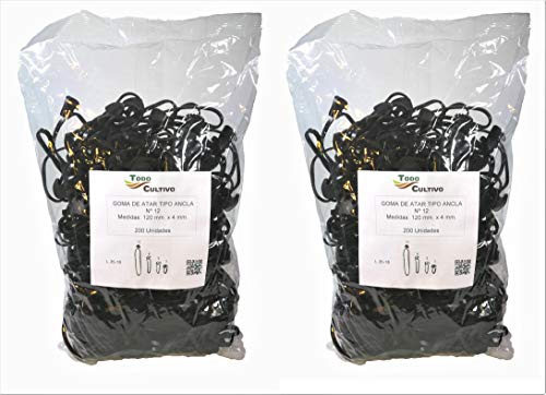 Todo Cultivo Goma Ancla Elastica nº 12 Extra para entutorar. 400 uds (2x200). Caucho EPDM Reforzado (máxima Elasticidad y duración)