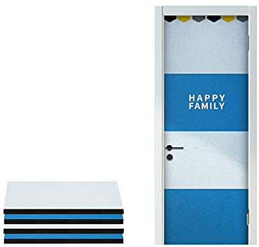 ROKKPSE 4 Stück Filz Akustikplatten,100 * 50cm selbstklebend Schalldämmung Baumwoll Wand,Schalldichte Türaufkleber Dekoration Schlafzimmer schalldämpfer(Color:Blau + Weiß)