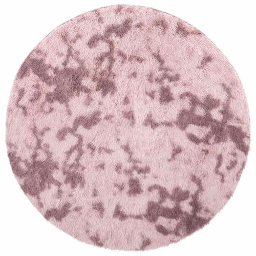 Todiikf Shaggy Teppich Hochflor NAVARRA Rund 240x240 cm Moderner Langflor-Teppich aus Polyester rutschfest und Flauschig für Wohnzimmer und Schlafzimmer Altrosa