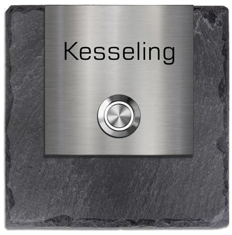 Tomtec Türklingel Schiefer Haustürklingel Klingelplatte Schiefer Klingelschild Design Tomtec 100x100mm