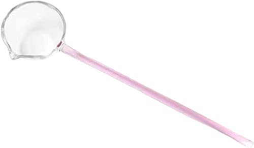 Louche de cuisine en verre soufflé à la bouche de 24 cm de long avec poignée pour punch, soupe, sauce, œuf, cuisine, restaurant, casserole chaude (rose)