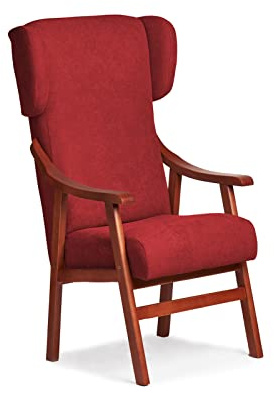 Abuelo a Gusto- Silla con Brazos y Orejas apoya-Cabezas de Madera, con Respaldo Recto y sentada Alta. Tamaño: 57x69x116 cm. (Cerezo, Granate)