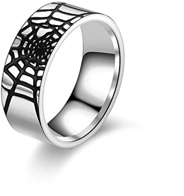 YAHOYA Männer Ringe Homme Titan Stahl Ring für Männer Spinnennetz Öl Tropfen Punk Ring Mode Schmuck Accessoires Geschenk