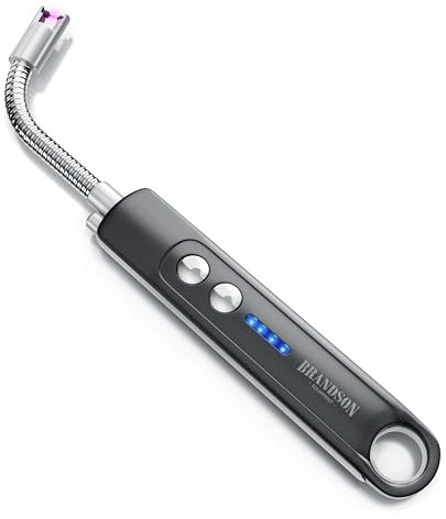 Brandson - Stabfeuerzeug, Lichtbogen Feuerzeug elektrisch, 100 Zündvorgänge, USB aufladbar Kerzenanzünder für Küche, Kerzen, Gasherde, Grill, Kamin