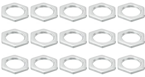 PATIKIL M20x1.5 Stahl Sechskantmuttern 15 Pack Metrische Gewinde Verzinkt Beschläge Muttern Schraube Bolzen Befestigungsteile für Lampen Maschinen Reparatur 3mm Höhe