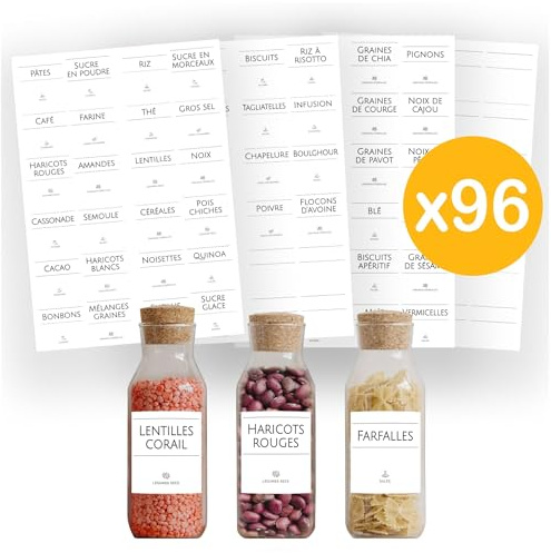 AVERY - Pochette de 96 étiquettes minimalistes prêtes à l'emploi pour bocaux de produits alimentaires, format carré 4,8x4,8cm