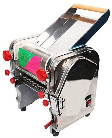 sjdoPulse Máquina Profesional para Hacer Pasta 800W 220V Máquina Cortadora De Fideos Comercial De Acero Inoxidable Configuraciones De Espesor Ajustables Cortador Fresco Color: Plata, Tamaño: 40X32X34