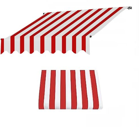 LXRHLIKG Einziehbarer Klemmmarkise-Ersatz, Klemm Markise-Ersatzplane, PU-Beschichtetes Polyester Fasertuch(Color:Red Stripes,Size:138/350cm)