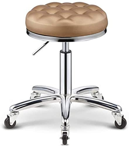 LXGJSQY Hocker auf Rädern, höhenverstellbar, 45–58 cm, Drehhocker mit 5 Rädern für Friseursalons, Friseurstühle, Tattoo-Stühle, Sitze im Schönheitssalon, Friseursalon (Farbe: Rot, Größe: A) Hallo