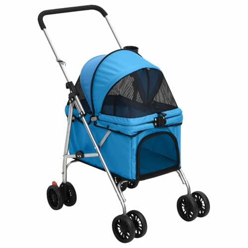 Tidyard Poussette pour Chien Pliante Bleu 76x50x100 cm Tissu Oxford, Chariot Transport pour Chiens, Poussette pour Chiens Petite Animaux