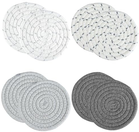 Lot de 8 dessous de plat résistants à la chaleur - Ronds - En feutre tressé - Pour salle à manger, bureau, cuisine, hôtel - 11 x 11 cm