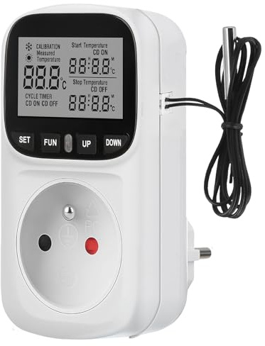 Digital Thermostat Steckdose, Digitaler Temperaturregler Steckdosen, Steckdose Thermostat, Temperaturregler Steckdosen, Thermostat Steckdose 230V 16A für Luftbefeuchter Luftentfeuchter Pilz Terrarium