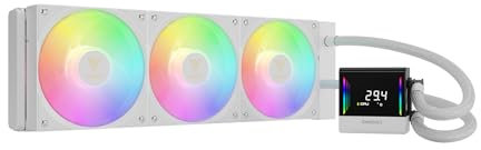 GAMDIAS CHIONE E4 360mm AIO Liquid CPU Cooler, Real-Time Digital Display Patented PWM Pump, 3 x 120mm Easy Cable Management Daisy Chained Fans w/ ARGB Sync, Intel LGA 1851/1700/1200；AMD AM5/AM4, White